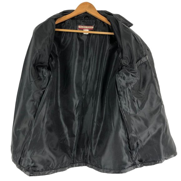 Tudor Court VTG Womens Large Black Genuine Leather Patchwork Button Front Jacket - Picture 6 of 8